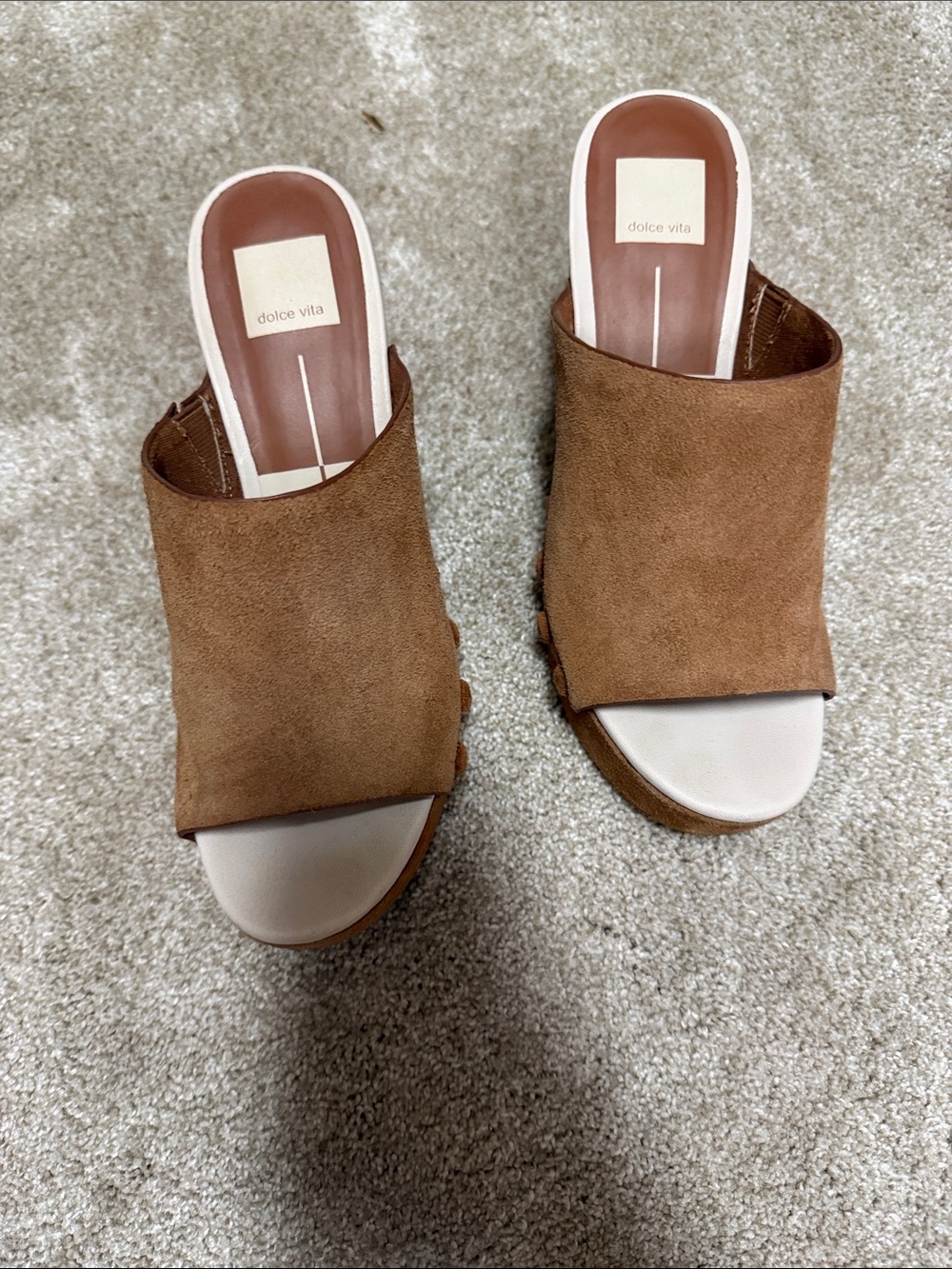 Dolce Vita Chestnut Suede Open-Toe Slide Mules